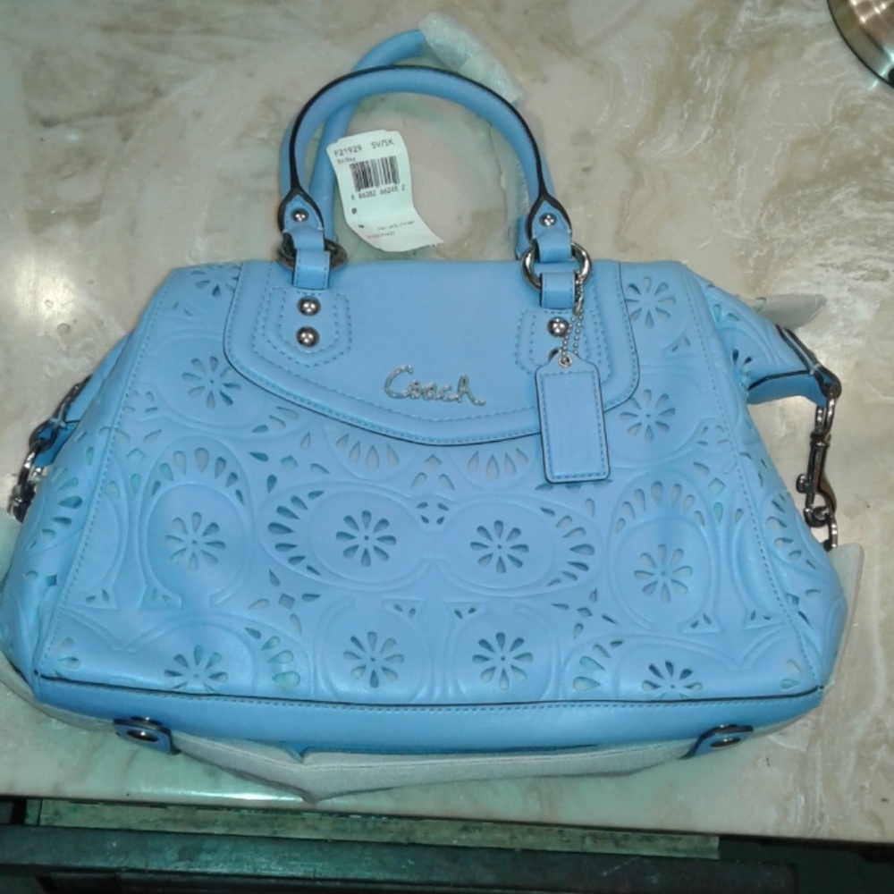 Blue Coach Ashley Lace Leather Satchel
